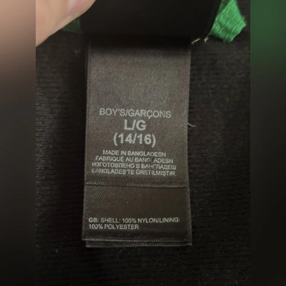 The North Face Boys L (14/16) Full Zip Jacket Windbreaker Green and Black